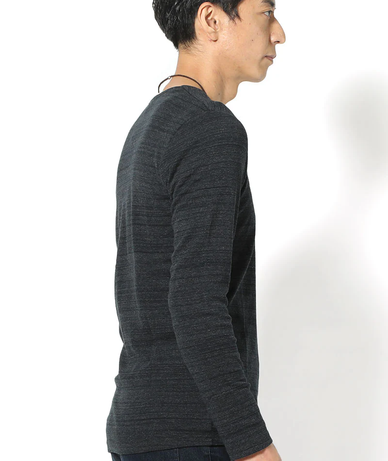 段染め杢フライス長袖VネックTシャツ - Image 12