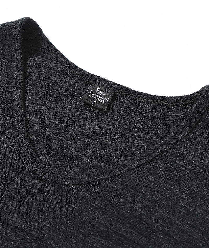 段染め杢フライス長袖VネックTシャツ - Image 9