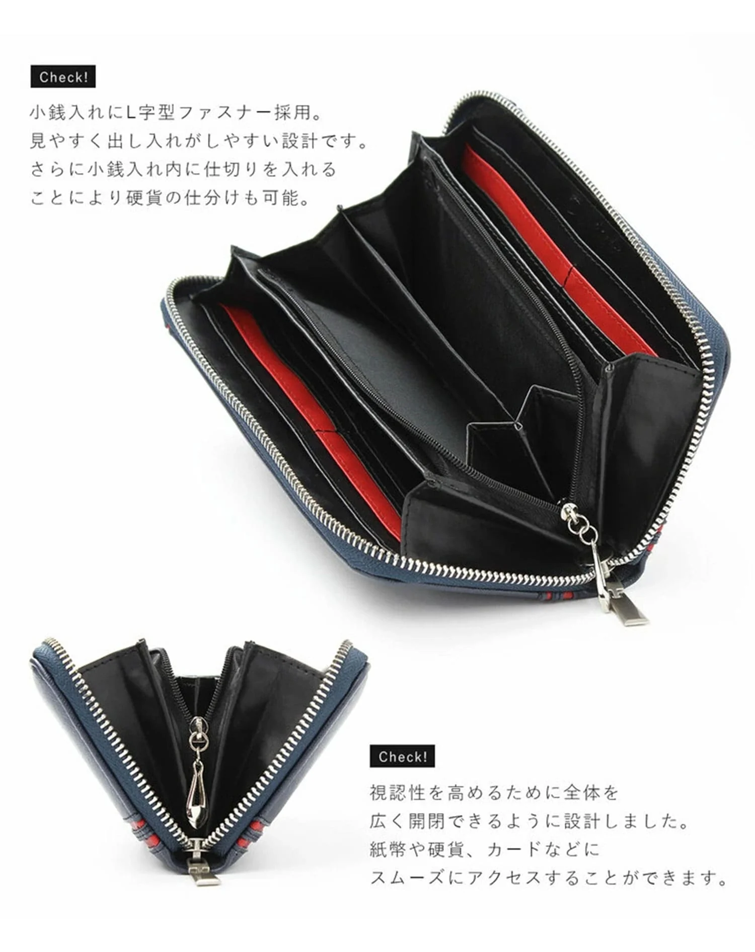 PUレザーラウンドジップライン入りロングウォレット - Image 8
