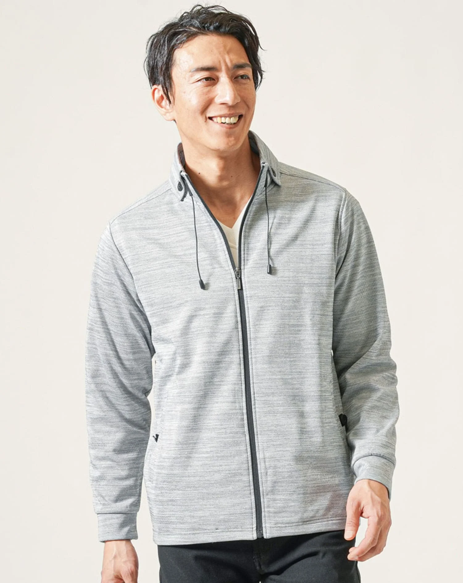 スラブカルゼ織り長袖スタンドカラージャケット - Image 15