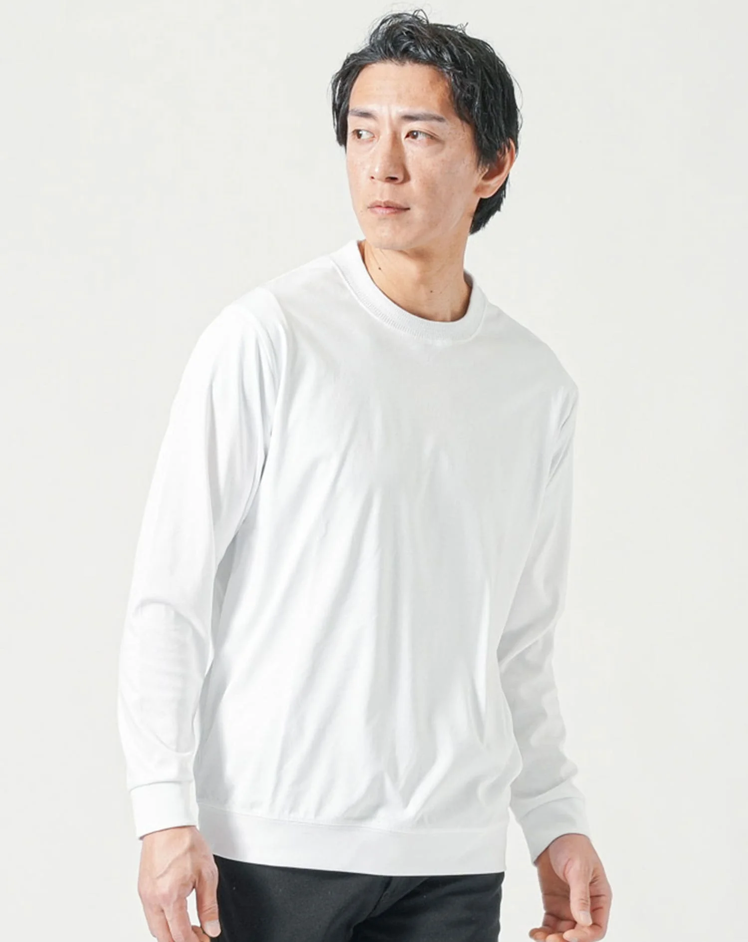 ジャケット専用インナー プレミアムコットン長袖クルーネックTシャツ - Image 18