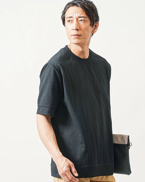 汗染み軽減リブジャガード半袖クルーネックＴシャツ - Image 3