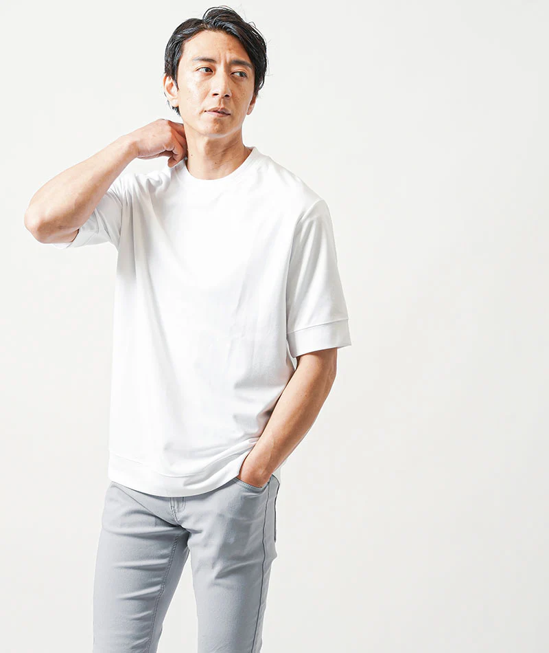 汗染み軽減リブジャガード半袖クルーネックＴシャツ - Image 8