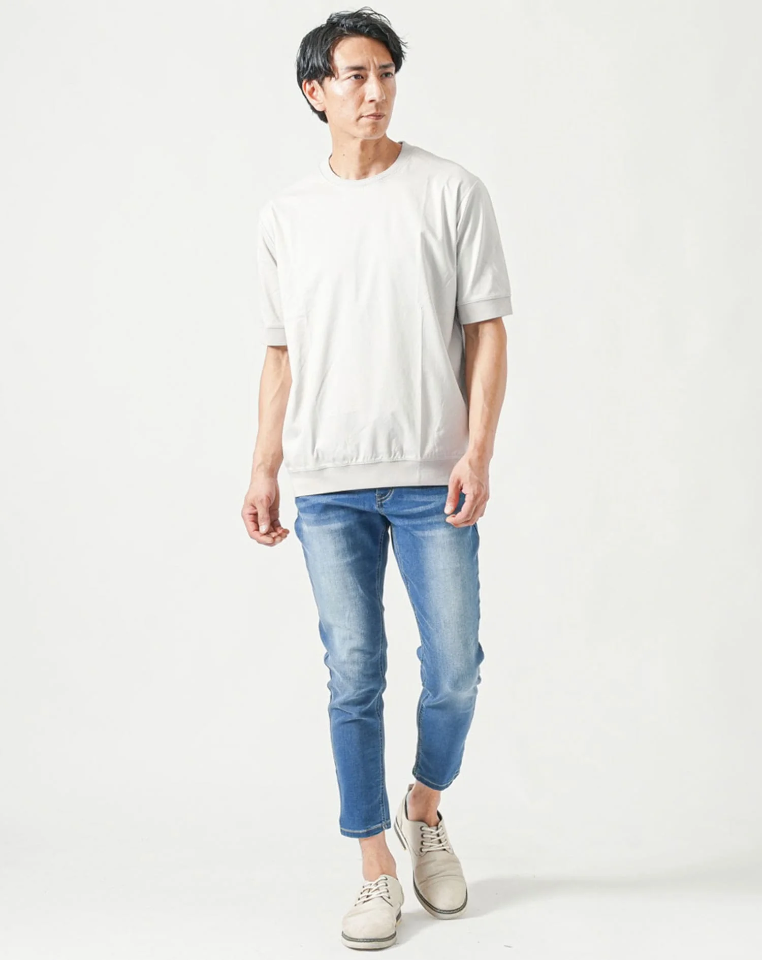 ジャケット専用インナー 襟高プレミアムコットン半袖クルーネックTシャツ - Image 32