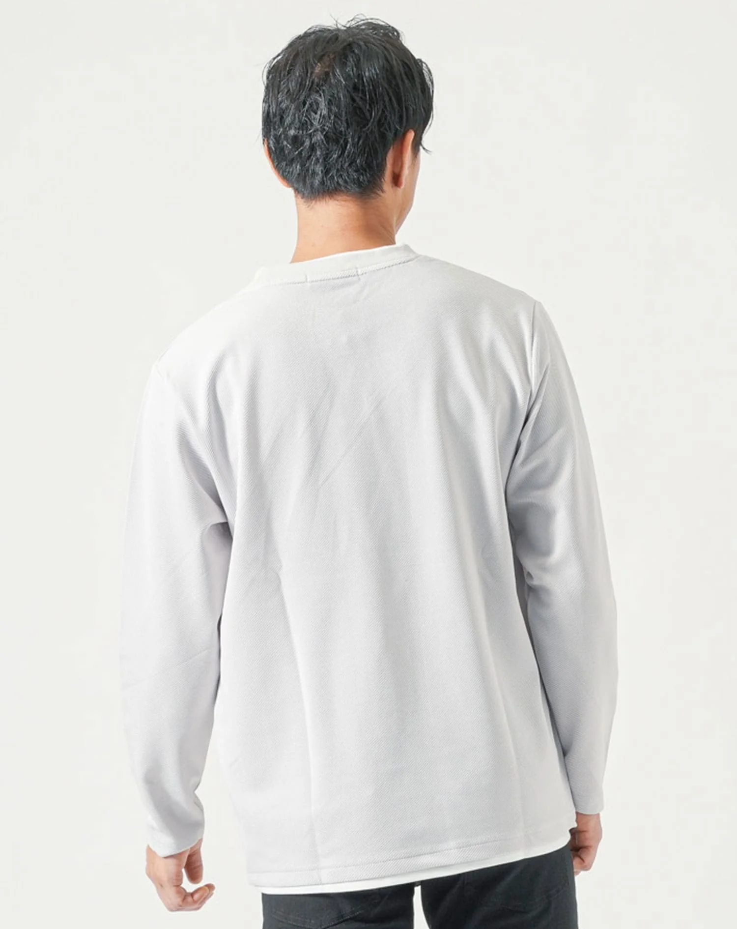 膨れジャガード長袖フェイクレイヤードTシャツ - Image 19