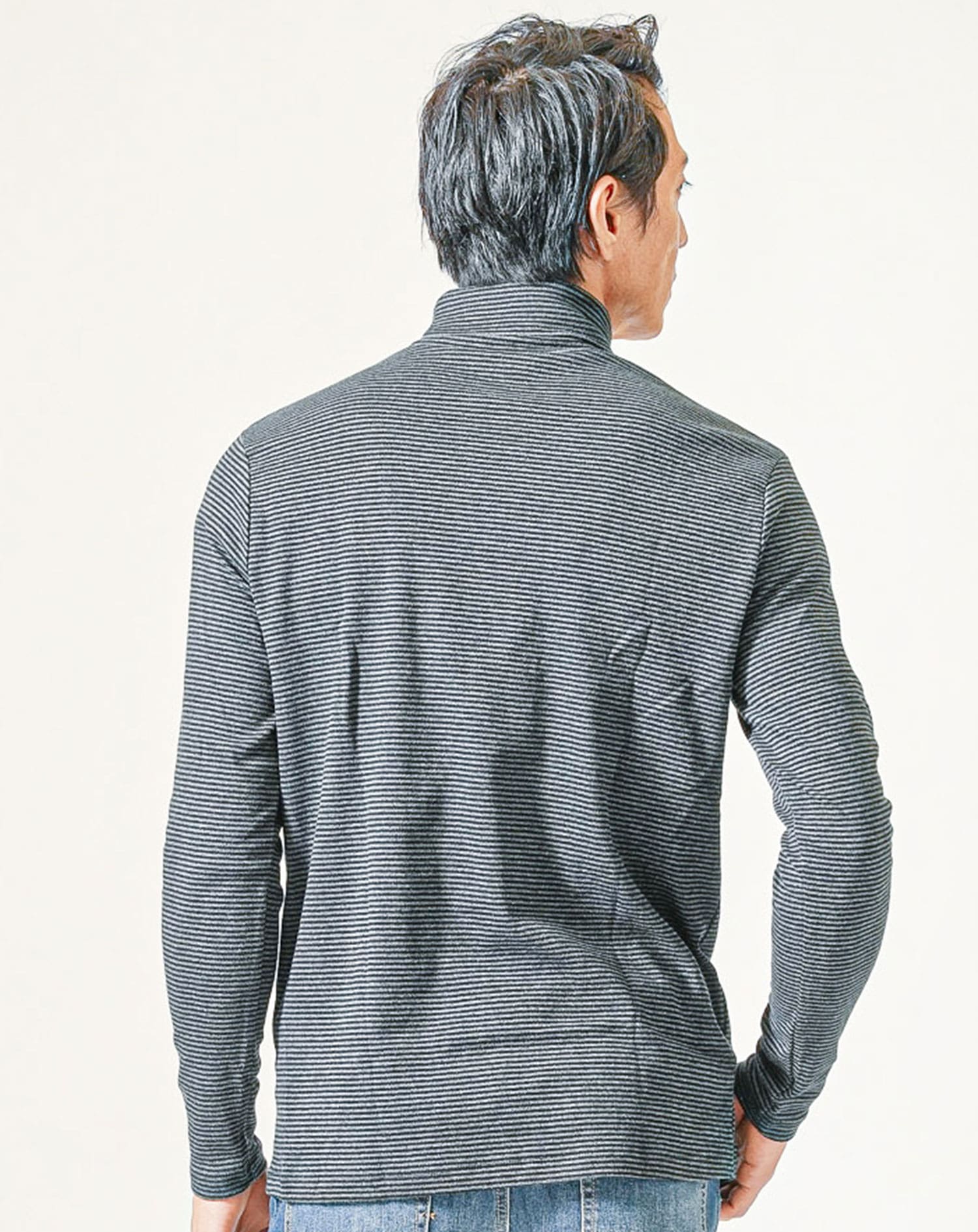 裏起毛素材無地・ボーダー長袖タートルネックTシャツ - Image 38