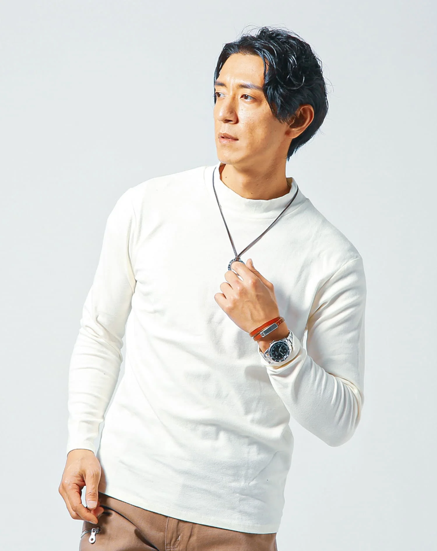 3枚セット　暖かい起毛スタンドネック長袖Tシャツ - Image 15