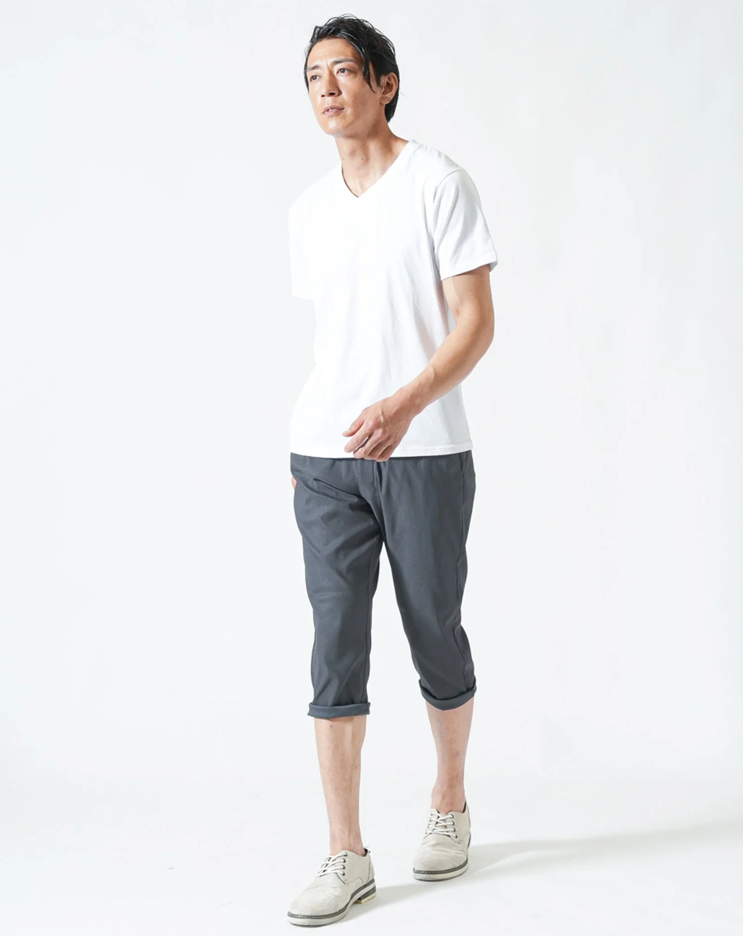 接触冷感チャコールスーパーストレッチチノクロップド・アンクルパンツ - Image 5