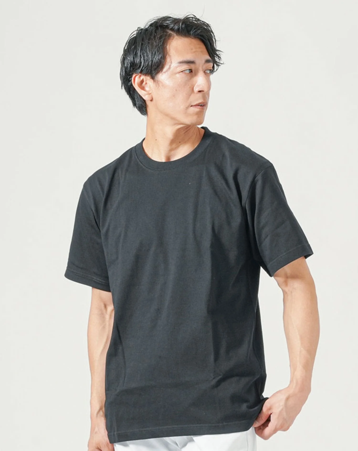 厚手生地クルーネック半袖無地Tシャツ - Image 14