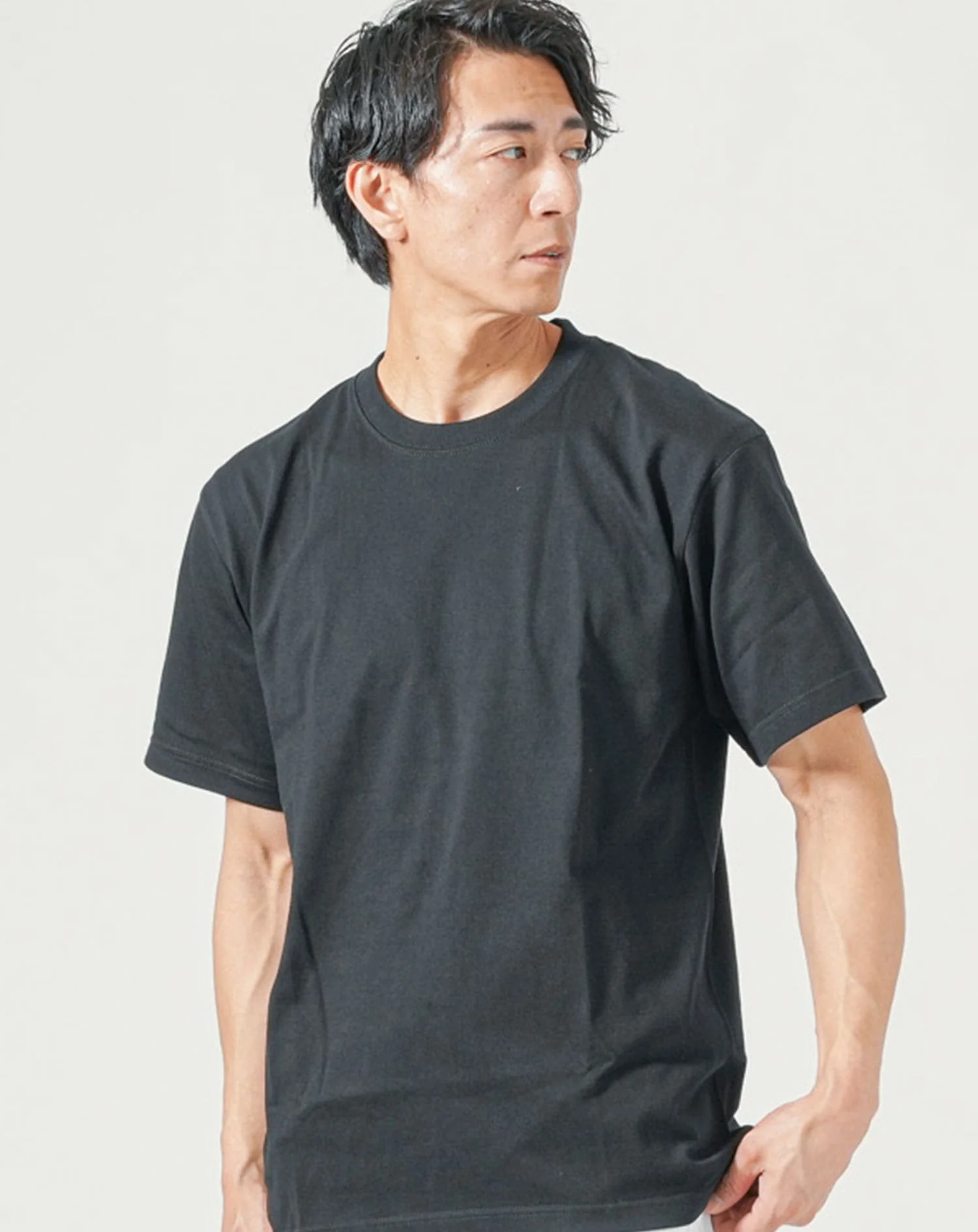 厚手生地クルーネック半袖無地Tシャツ - Image 3