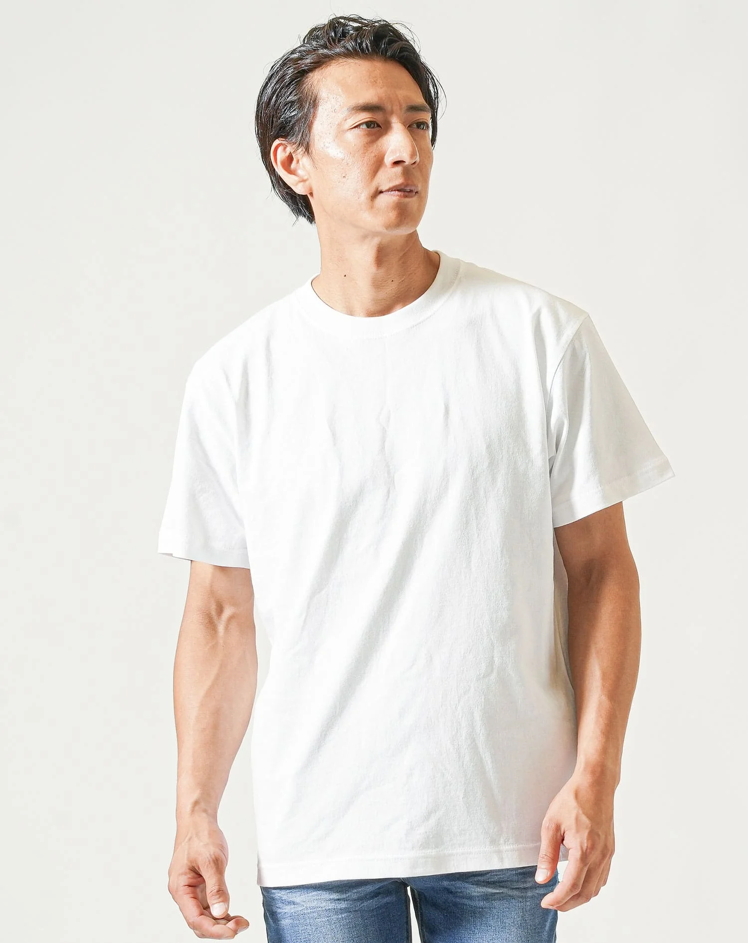 厚手生地クルーネック半袖無地Tシャツ - Image 4