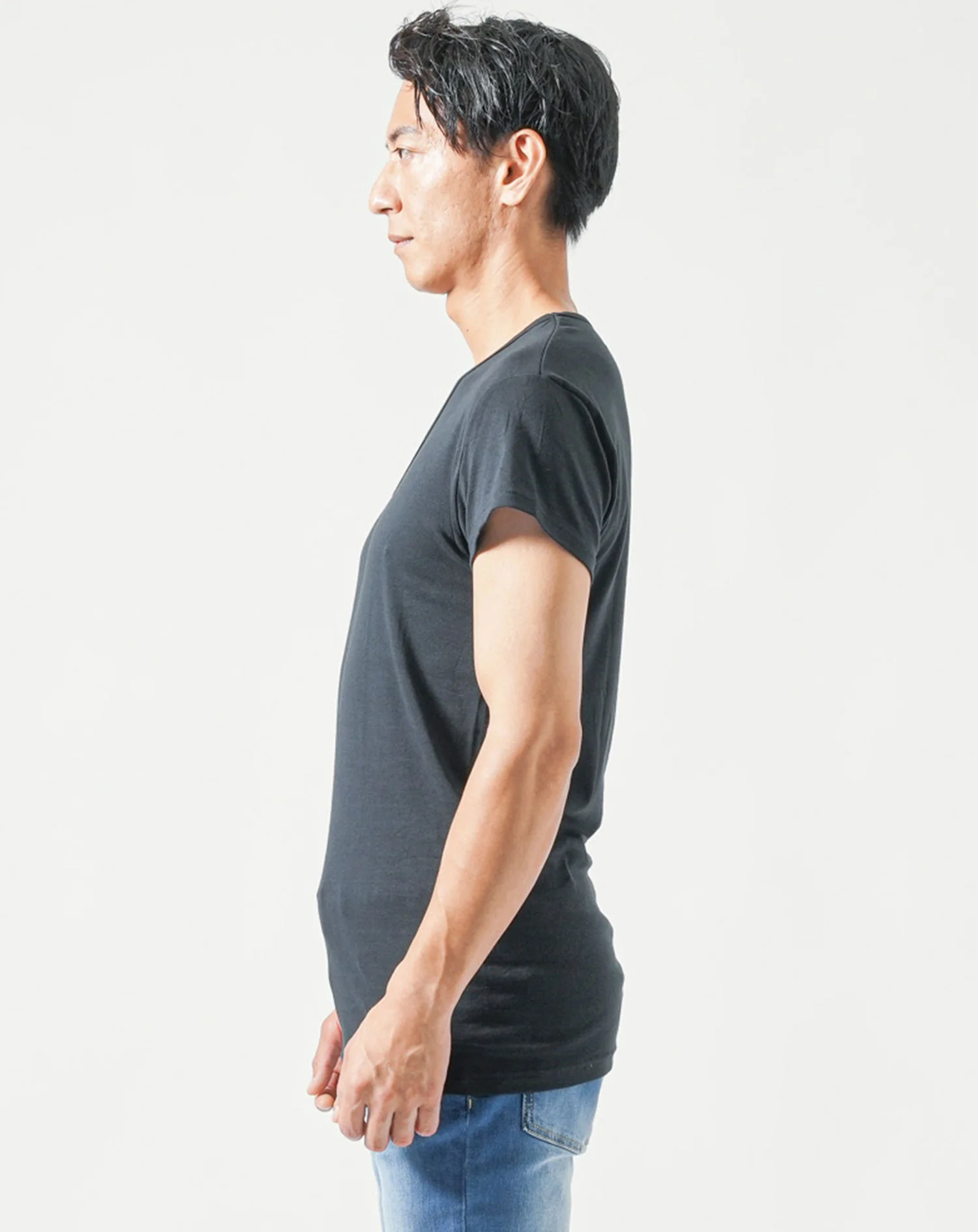 接触冷感汗取りパット付き半袖VネックインナーTシャツ - Image 22