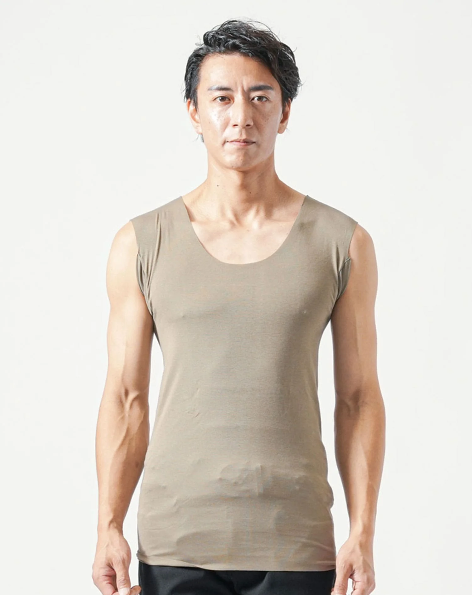 Tシャツ専用インナー　汗取りパット付きカットオフUネックノースリーブ・半袖Tシャツ - Image 27