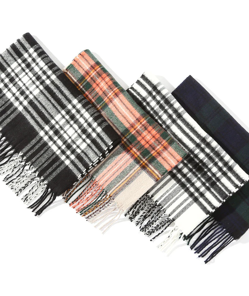 日本製カシミヤタッチチェックマフラー - Image 13