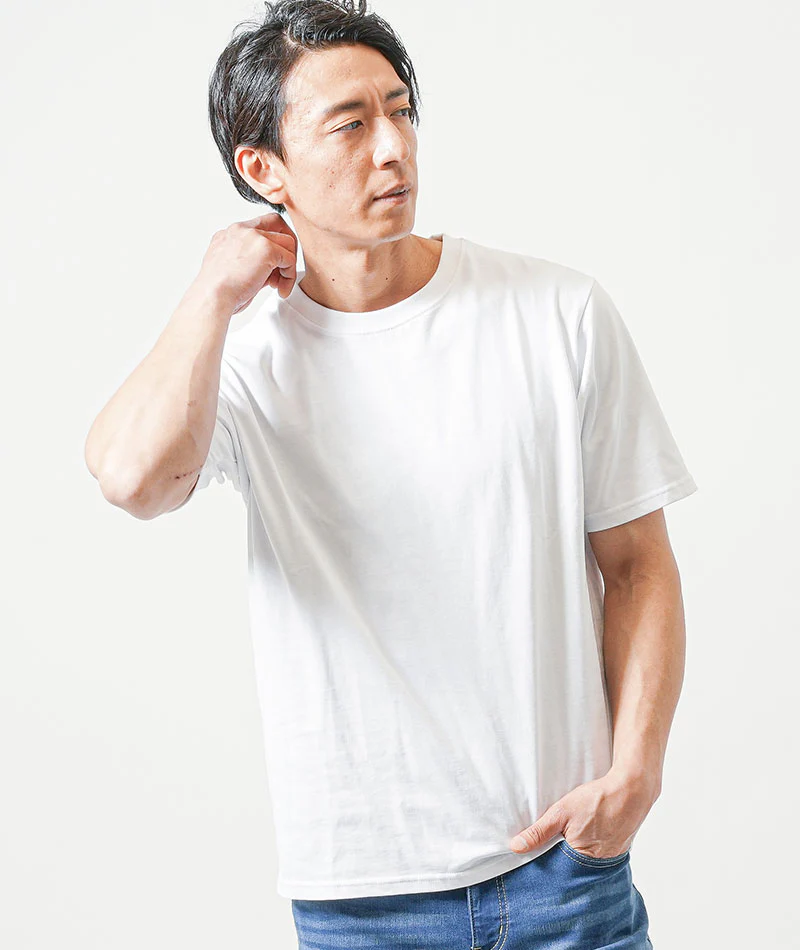30代メンズ夏の接触冷感3点コーデセット　黒7分袖テーラードジャケット×白半袖Tシャツ×ブルーアンクルデニムパンツ - Image 7