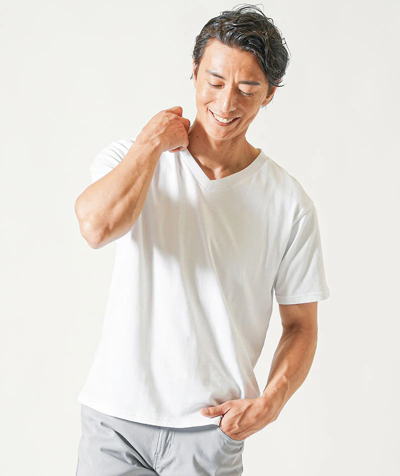 40代メンズ夏の3点コーデセット　黒7分袖ロングカーディガン×白半袖Tシャツ×グレーストレッチチノパンツ - Image 7