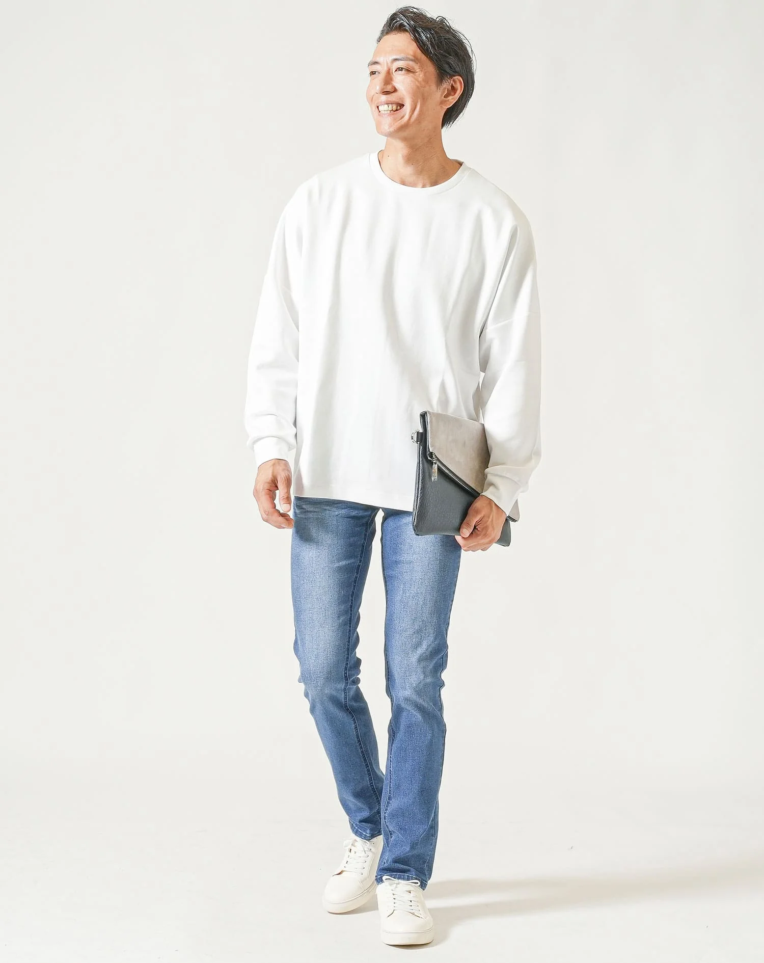 ドルマンスリーブオーバーサイズクルーネック長袖Tシャツ - Image 12
