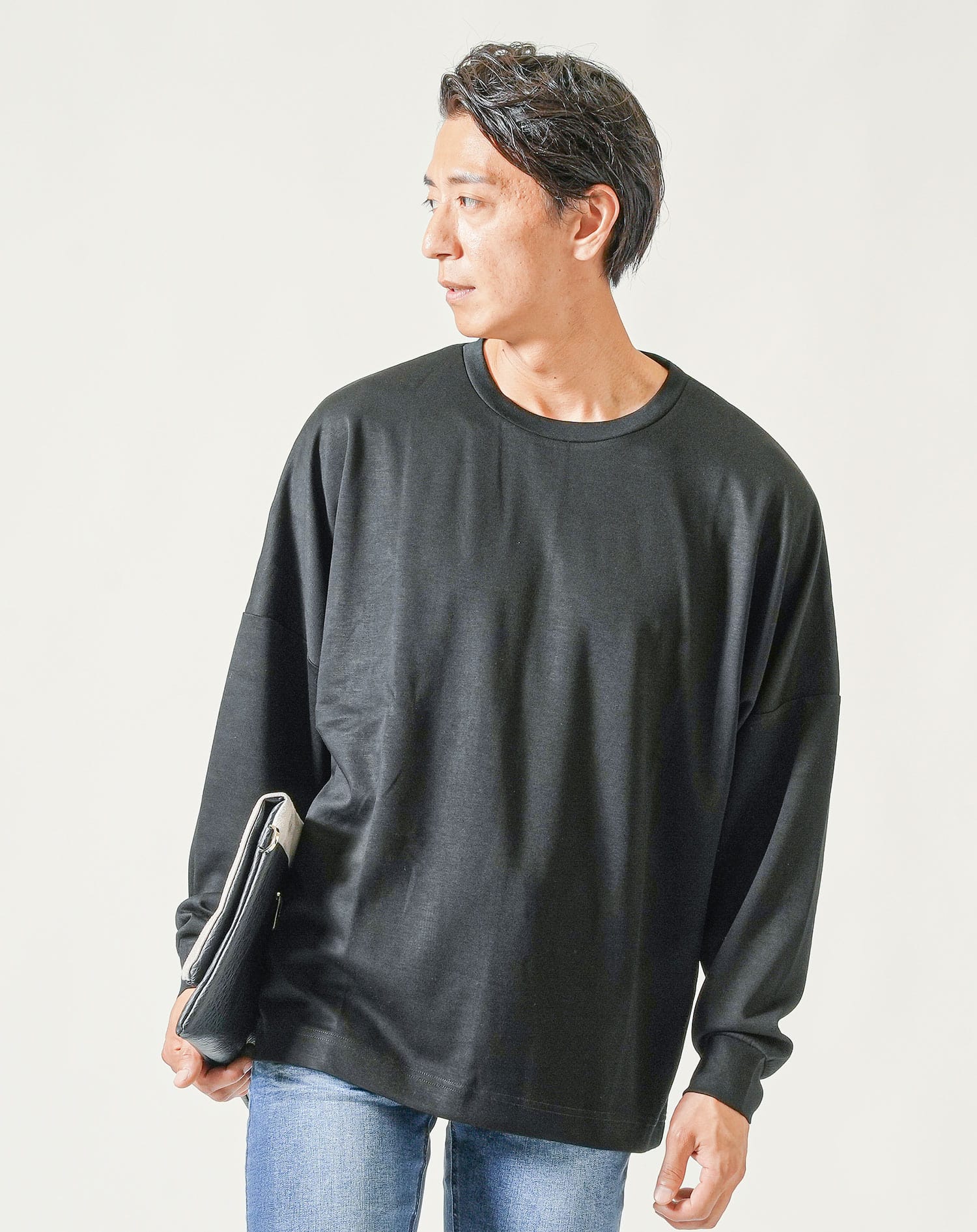 ドルマンスリーブオーバーサイズクルーネック長袖Tシャツ - Image 13
