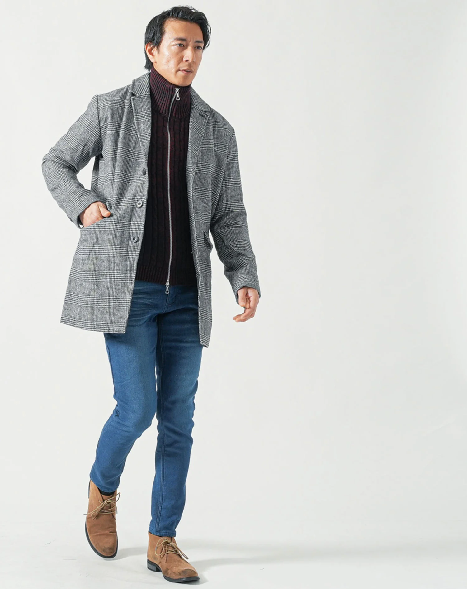 暖かい裏フリース素材スキニーテーパードストレッチチノ・デニムパンツ - Image 32