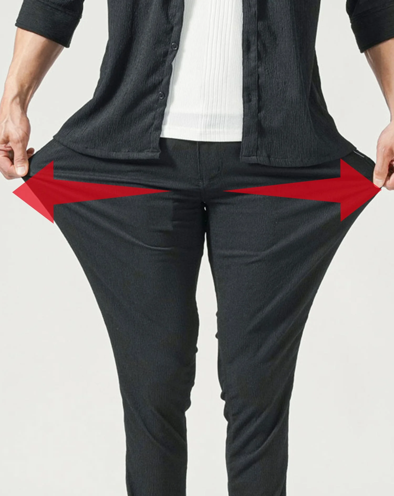 セットアップ 楊柳ストレッチスリムフィット7分袖シャツ×テーパードパンツ - Image 12