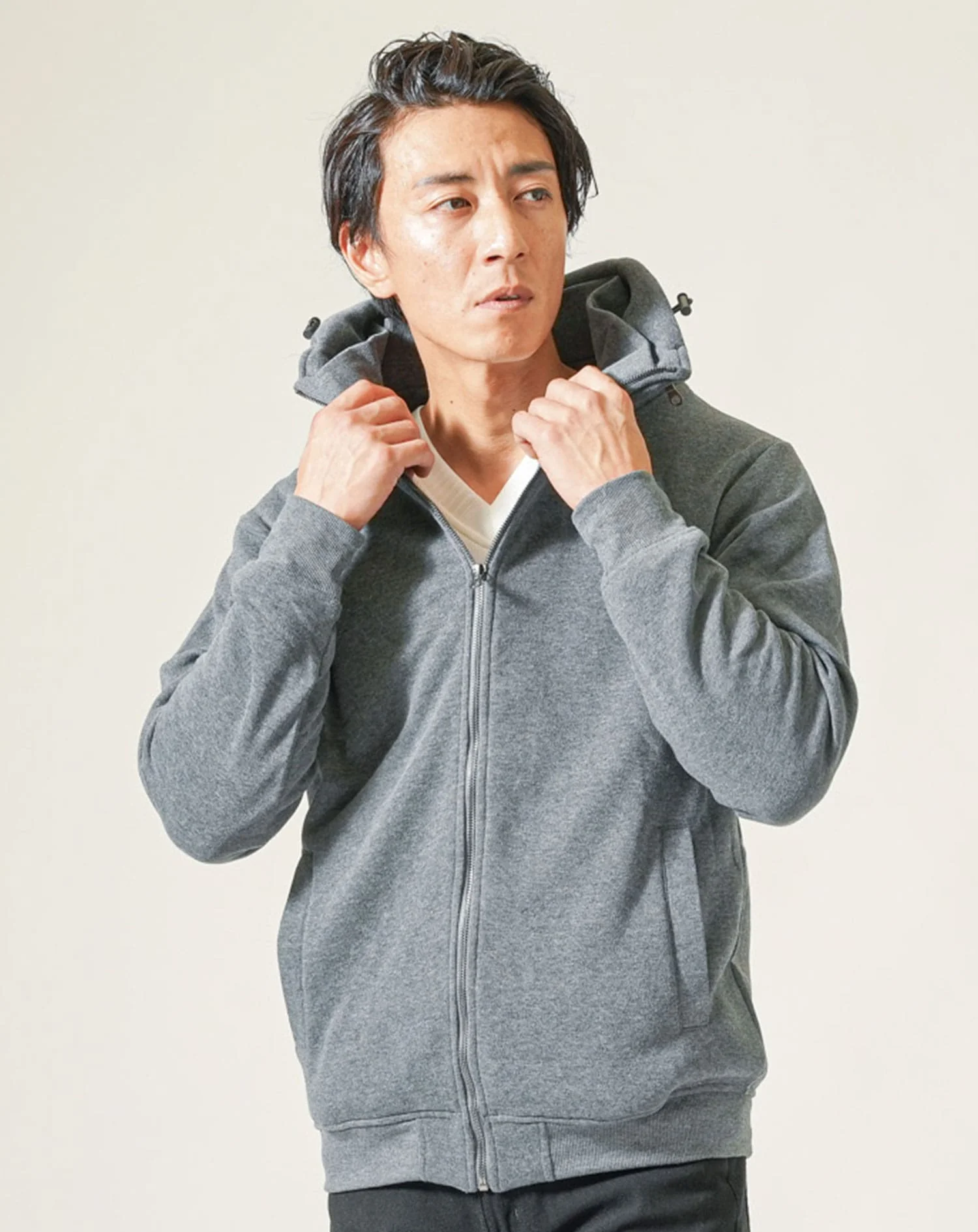 裏起毛素材ボリュームネック長袖ブルゾンジャケット - Image 9