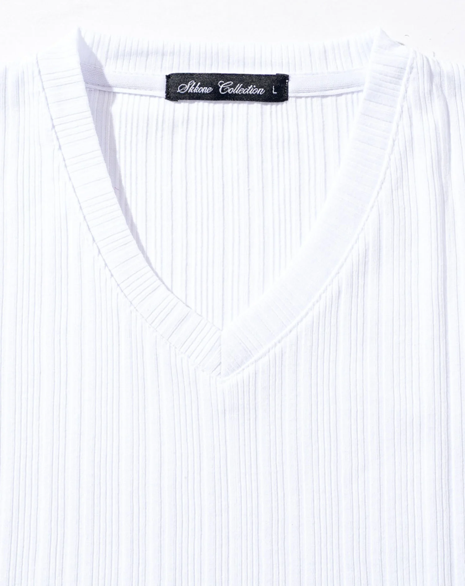 ランダムテレコ素材7分袖VネックTシャツ - Image 26