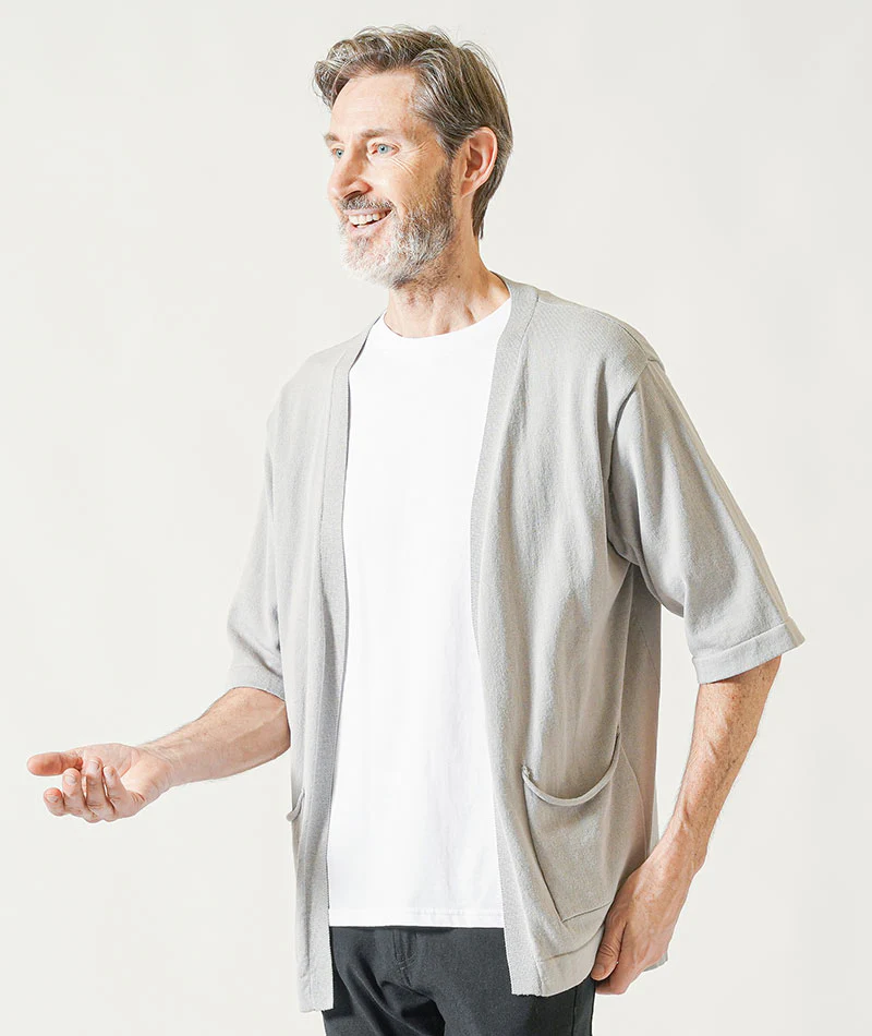 50代60代向け 接触冷感ボタンレス５分袖サマーニットカーディガン - Image 13