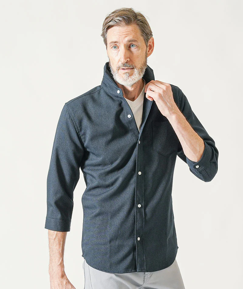 50代60代向け 接触冷感パナマ織りホリゾンタルカラー7分袖シャツ - Image 19