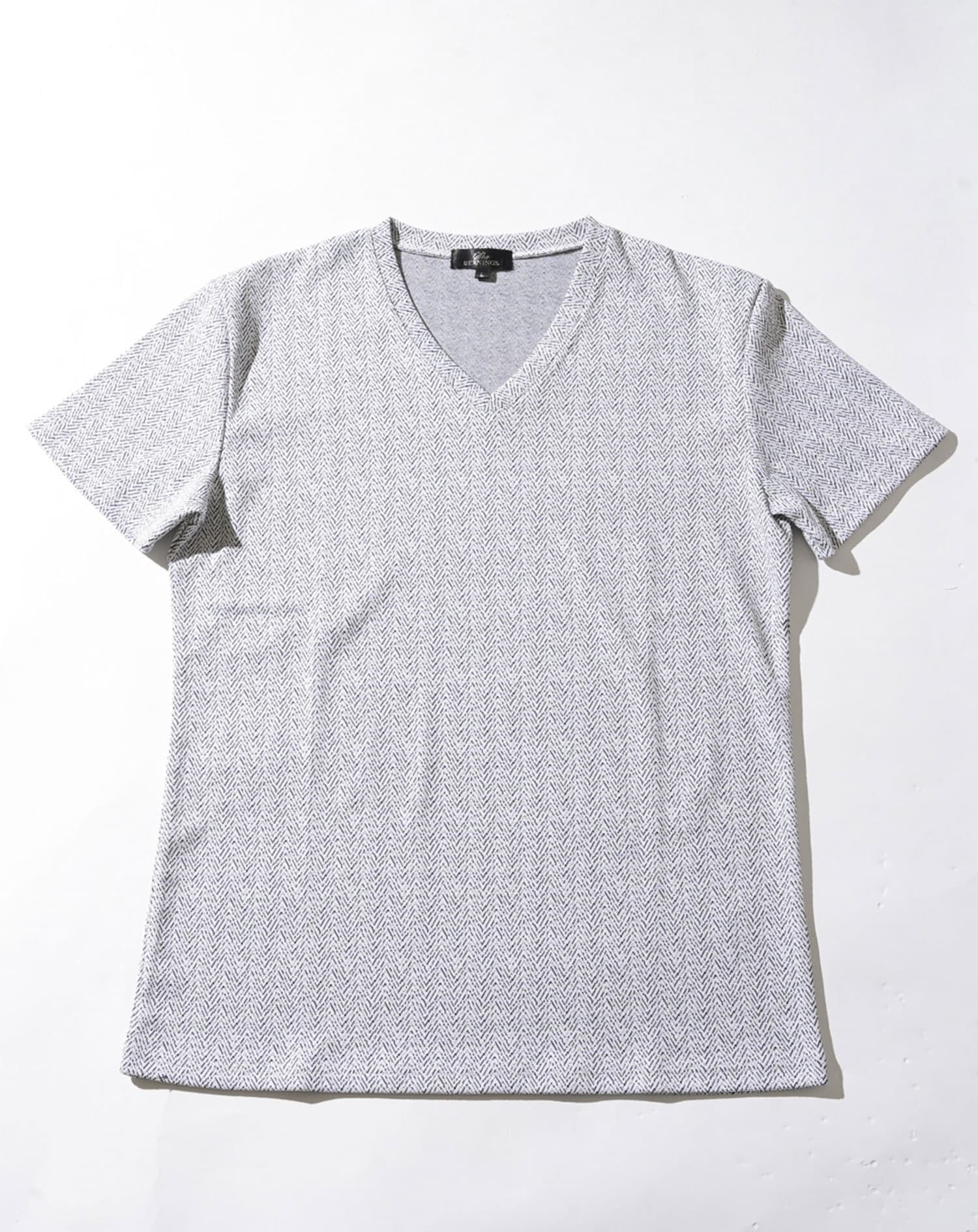 ラフヘリンボーンVネック半袖Tシャツ - Image 24