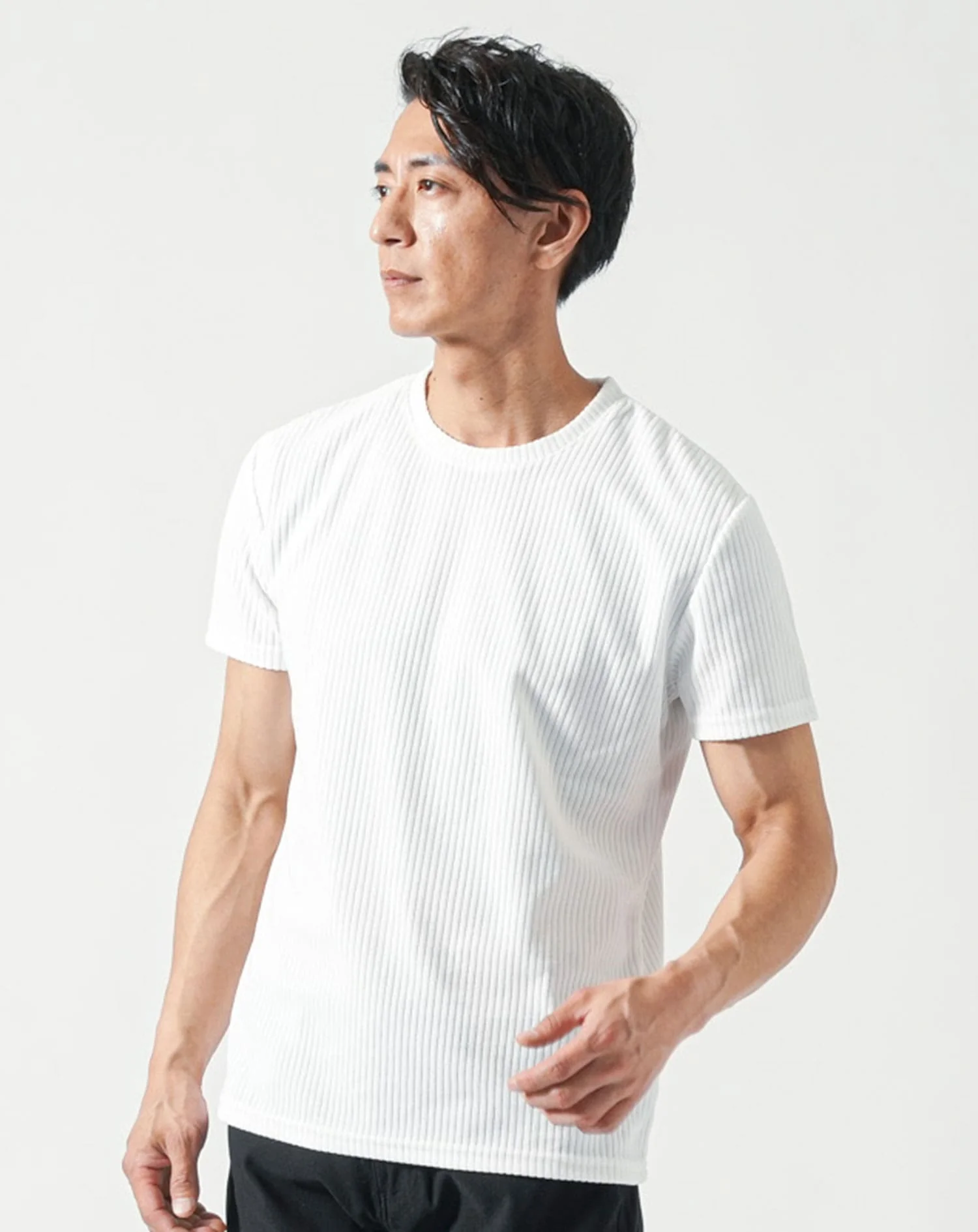 パイルテレコ素材クルーネック半袖Tシャツ - Image 4