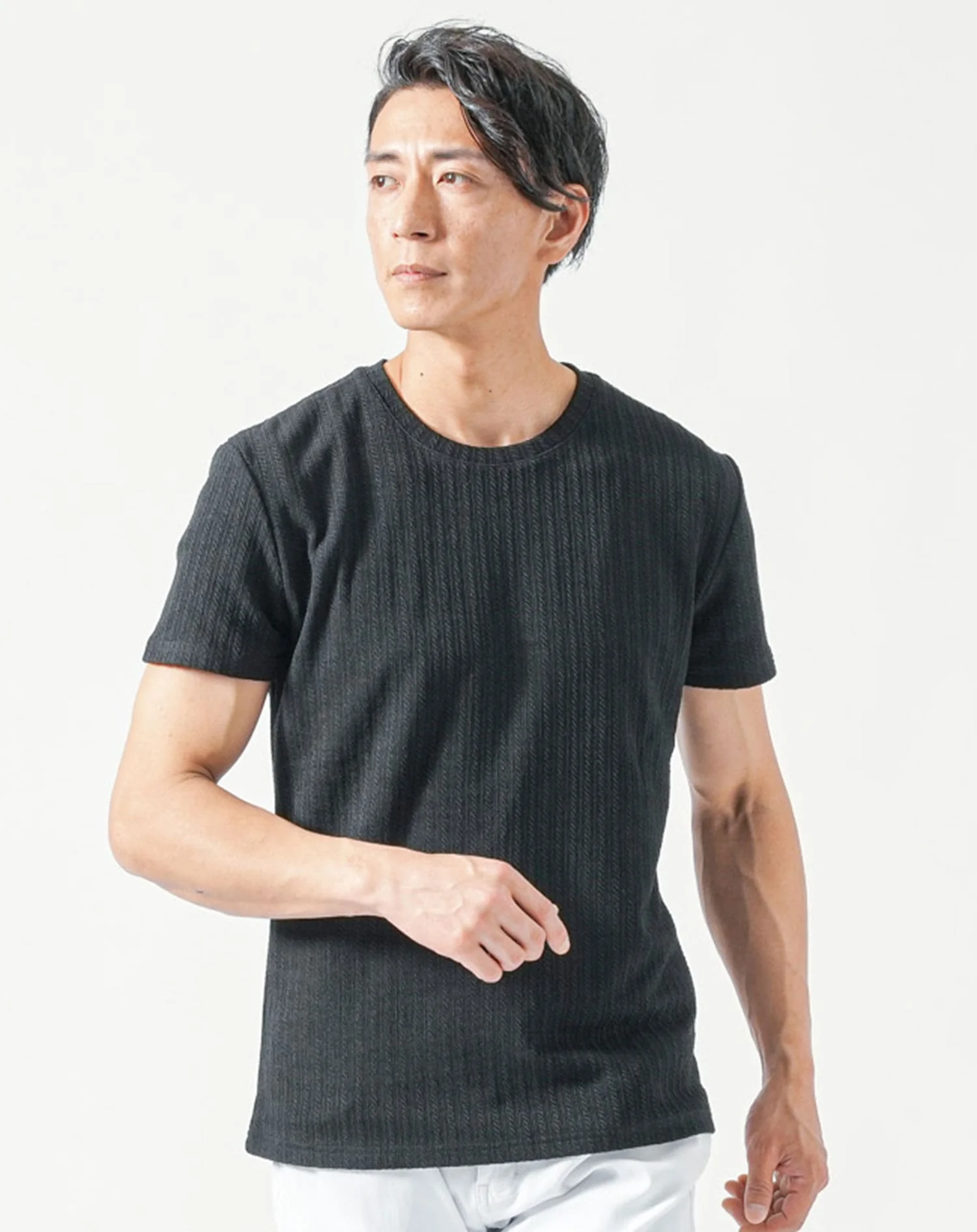 ストライプジャガード半袖クルーネックTシャツ - Image 11