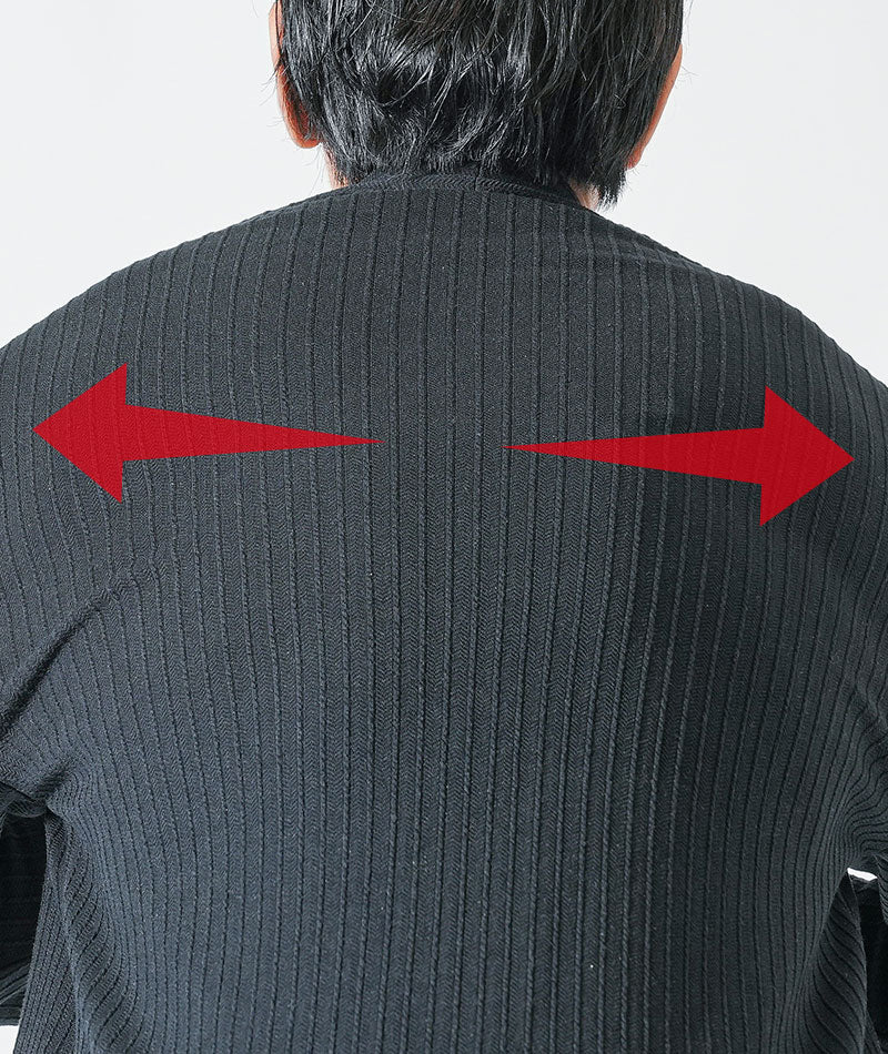 ストライプヘリンボーン夏薄手7分袖ボタンレスロングカーディガン - Image 10