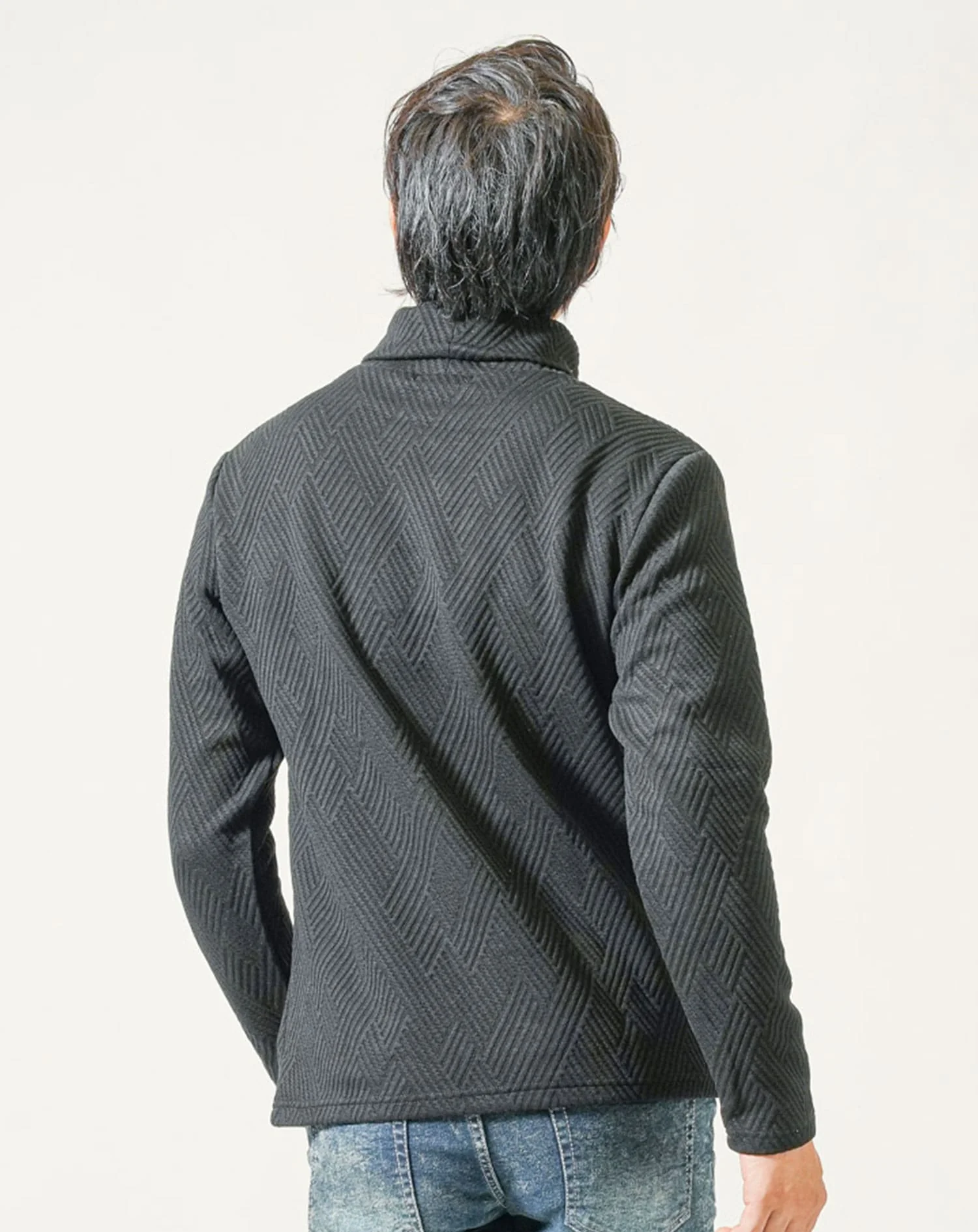 キルティング膨れジャガード長袖タートルネックTシャツ - Image 21