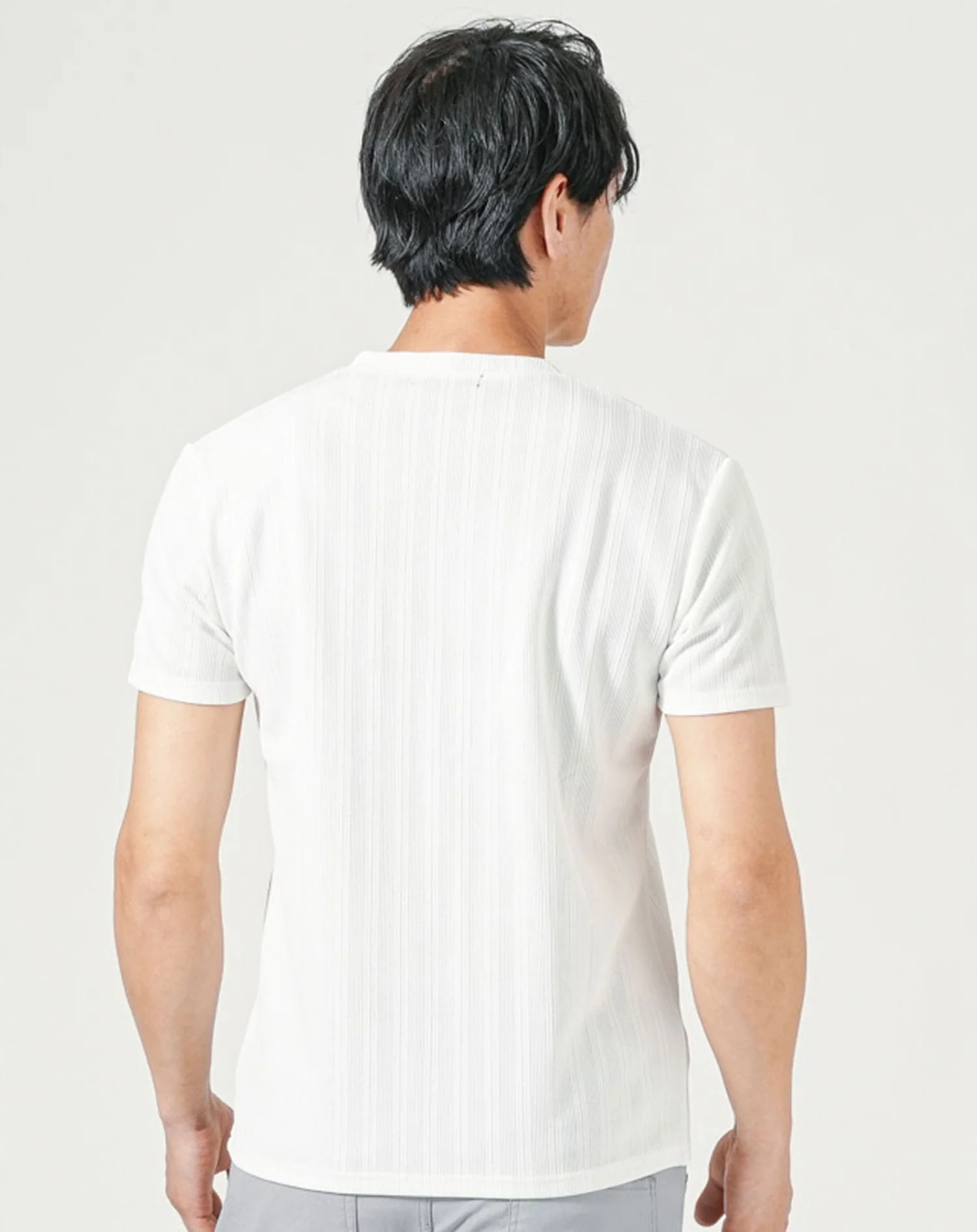 ランダムテレコジャガードスリムフィット半袖VネックTシャツ - Image 23