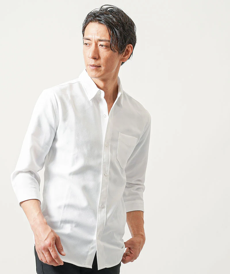 ちょいワル・イケオジメンズ3点コーデセット　グレー7分袖ジャケット×白7分袖シャツ×黒スリムチノパンツ - Image 7