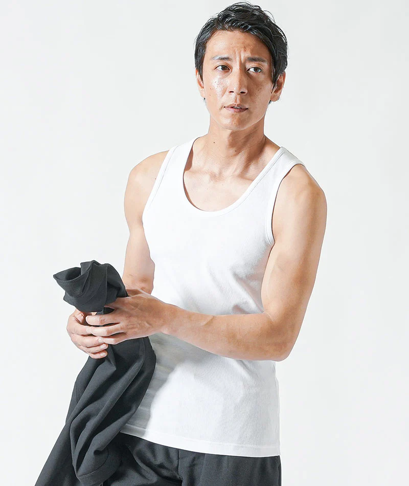 ちょいワル・イケオジメンズ夏のセットアップ3点コーデセット　黒7分袖シャツ×白タンクトップ×黒イージーパンツ - Image 12