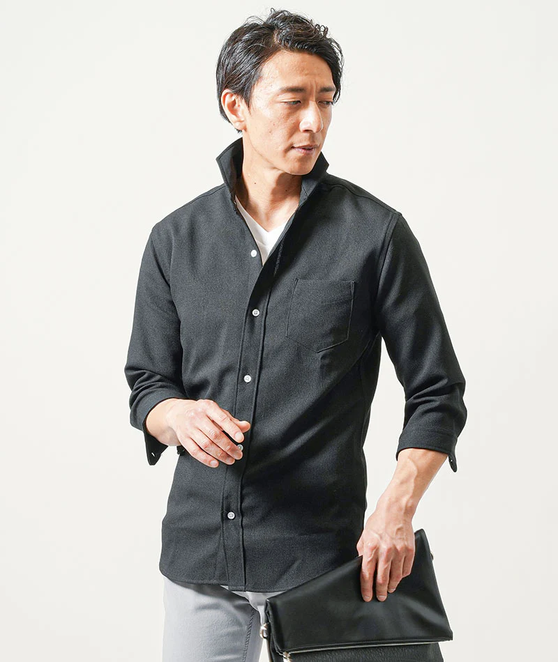 ちょいワル・イケオジメンズ夏の3点コーデセット　白7分袖シャツ×黒7分袖シャツ×グレースリムチノパンツ - Image 5