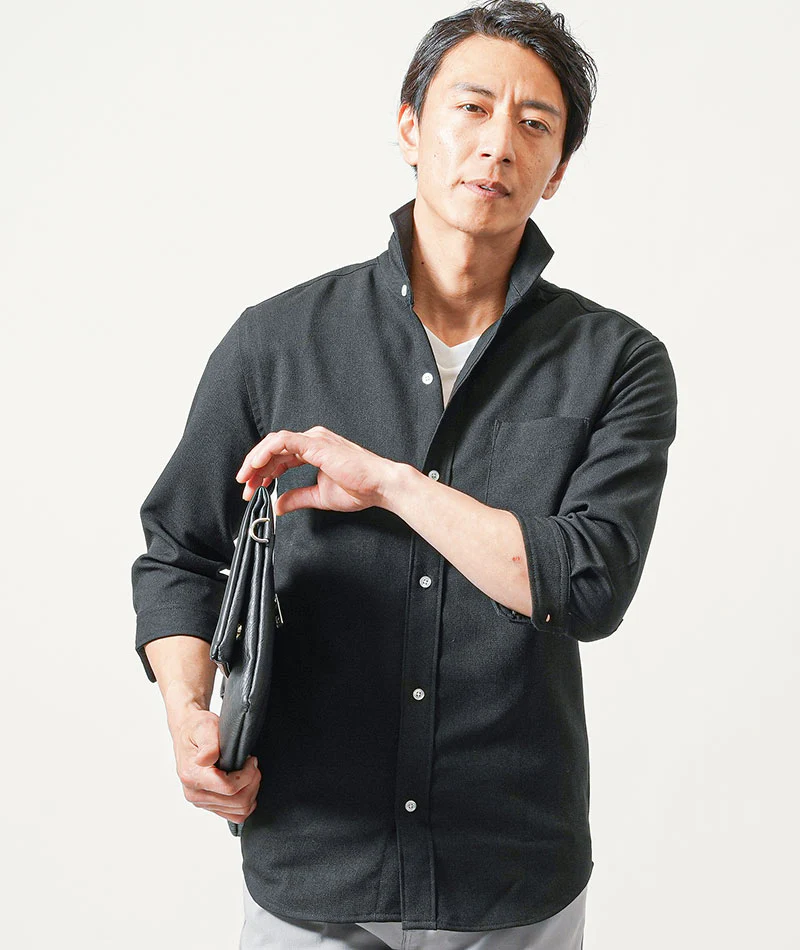 ちょいワル・イケオジメンズ夏の3点コーデセット　白7分袖シャツ×黒7分袖シャツ×グレースリムチノパンツ - Image 7