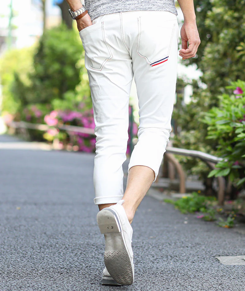 トリコロールデザインストレッチテーパードパンツ - Image 26