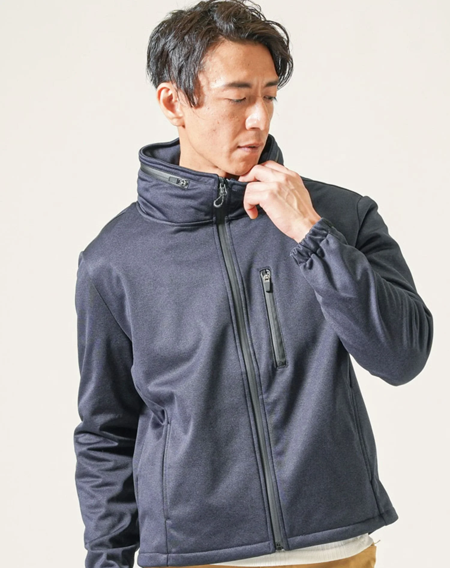 防風加工ボリュームネック長袖ブルゾンジャケット - Image 3