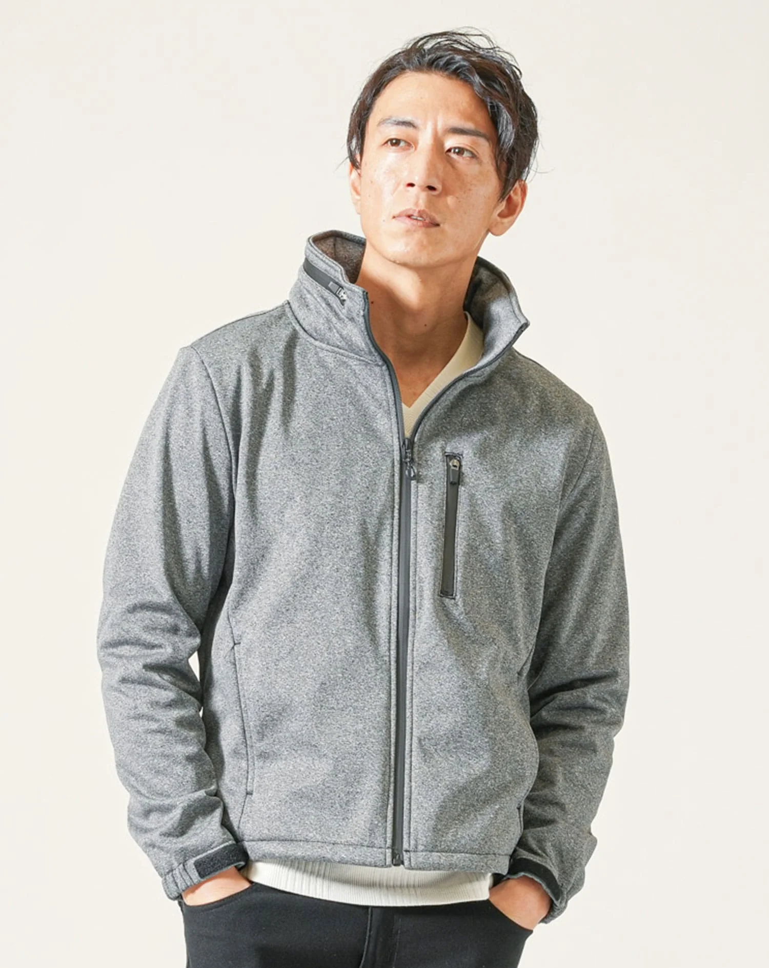 防風加工ボリュームネック長袖ブルゾンジャケット - Image 7