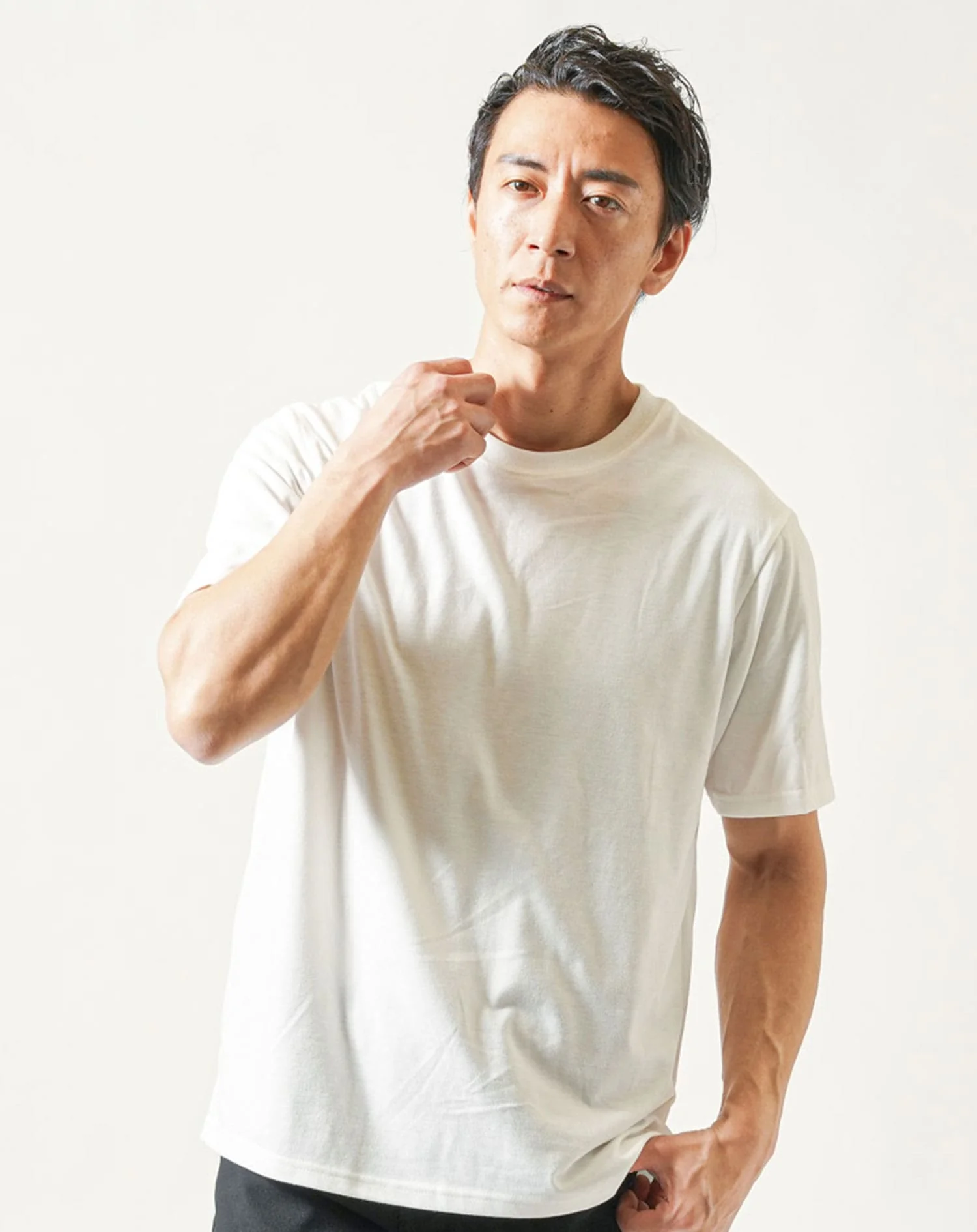 梨地ボタンレス長袖テーラードジャケット×半袖クルーネック白無地Ｔシャツ 2点セット - Image 15