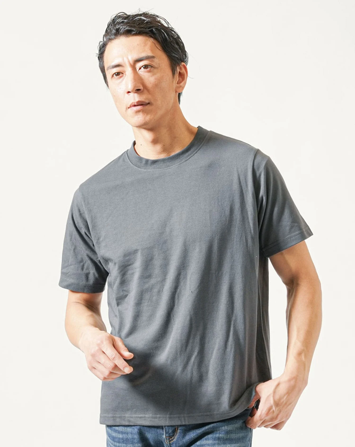 ノーカラー長袖ジャケット×半袖クルーネックＴシャツ 2点セット - Image 7