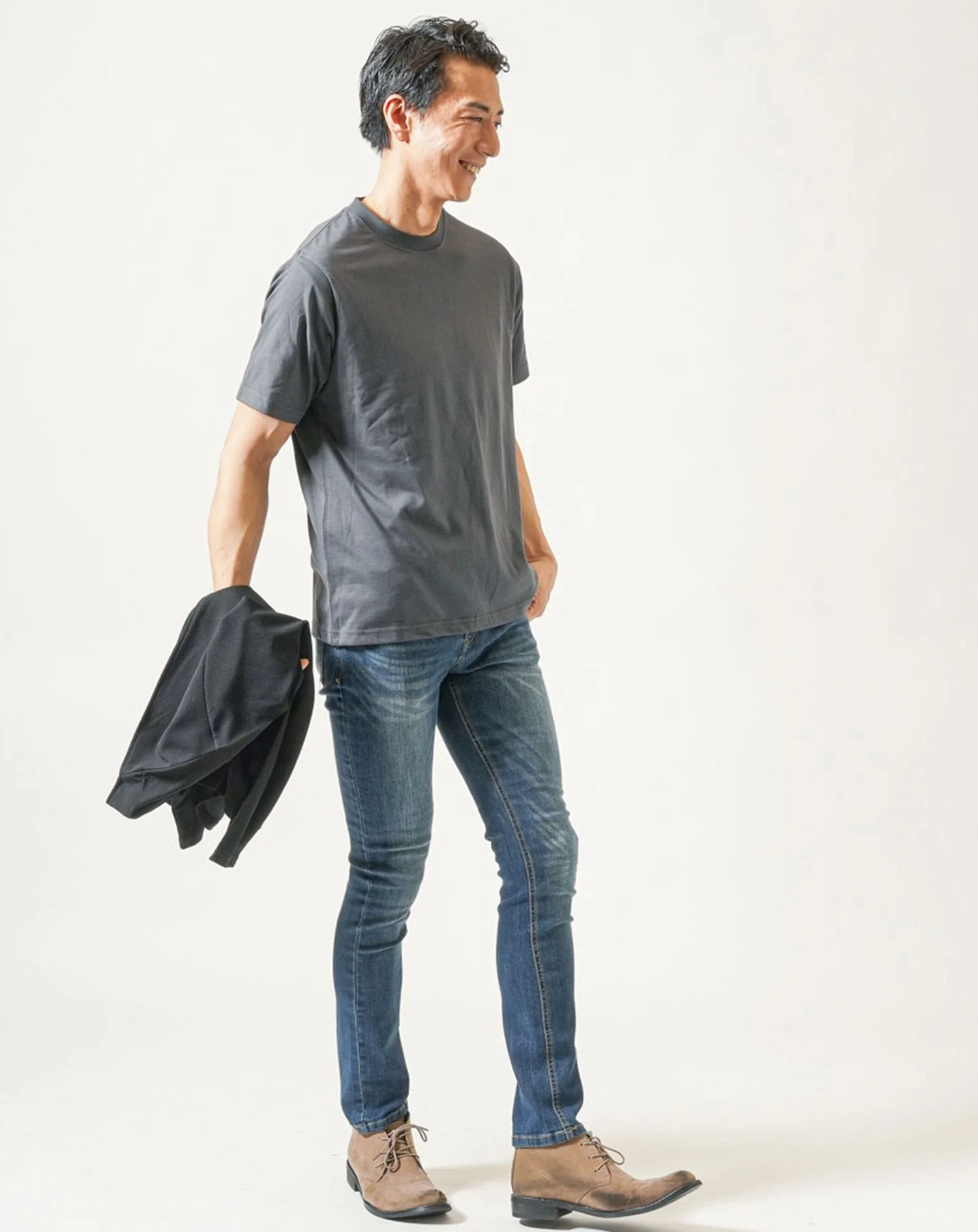 ノーカラー長袖ジャケット×半袖クルーネックＴシャツ 2点セット - Image 8