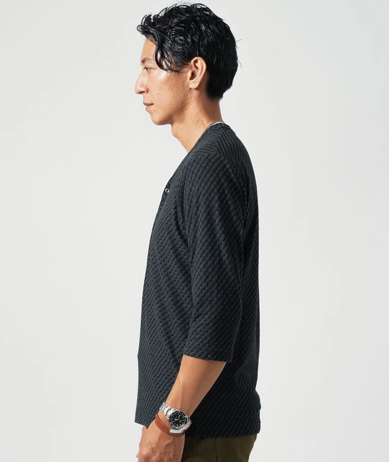 パイピングヘンリーネック7分袖Tシャツ - Image 7