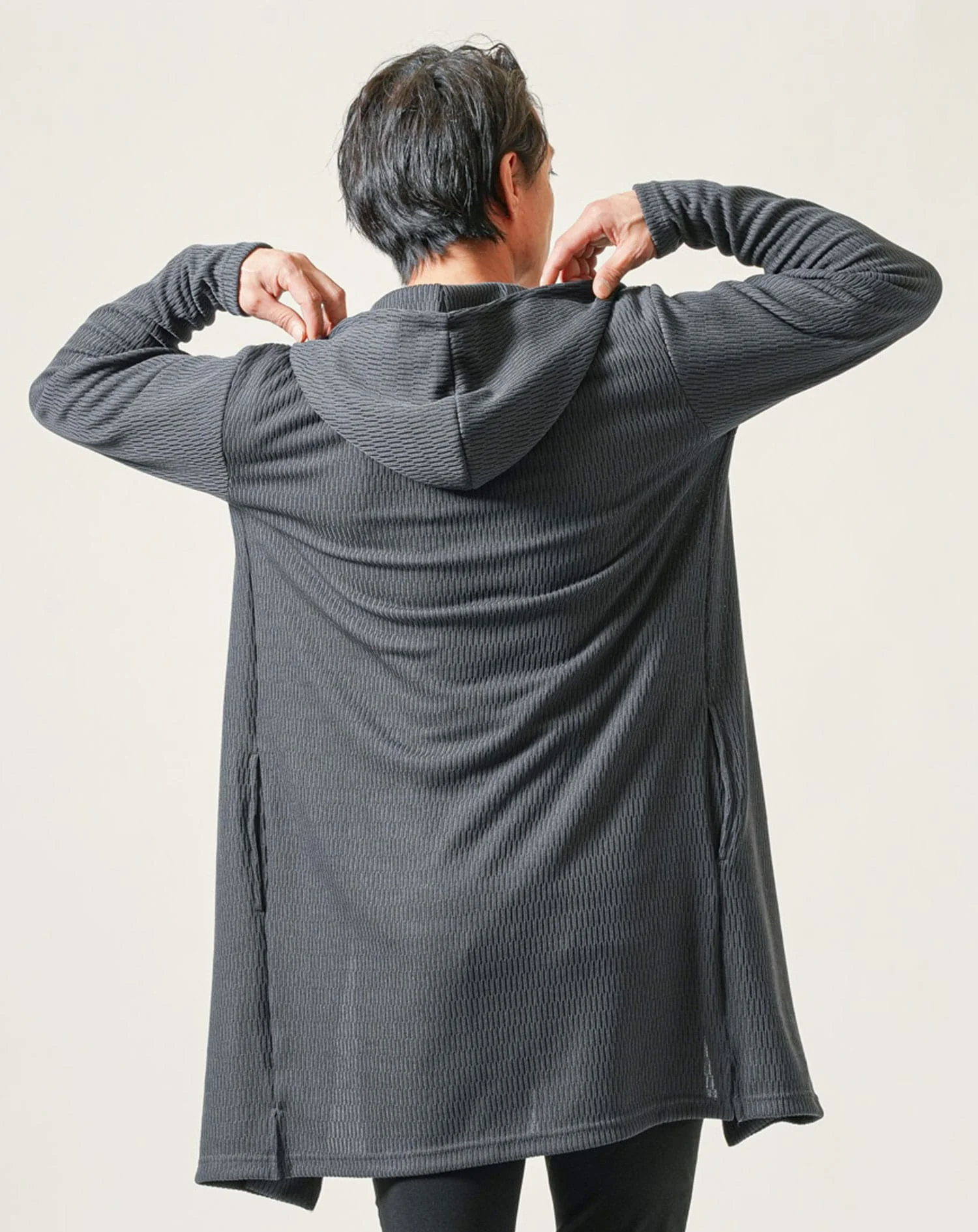 ジャガードニット長袖ストレッチロングパーカー - Image 15