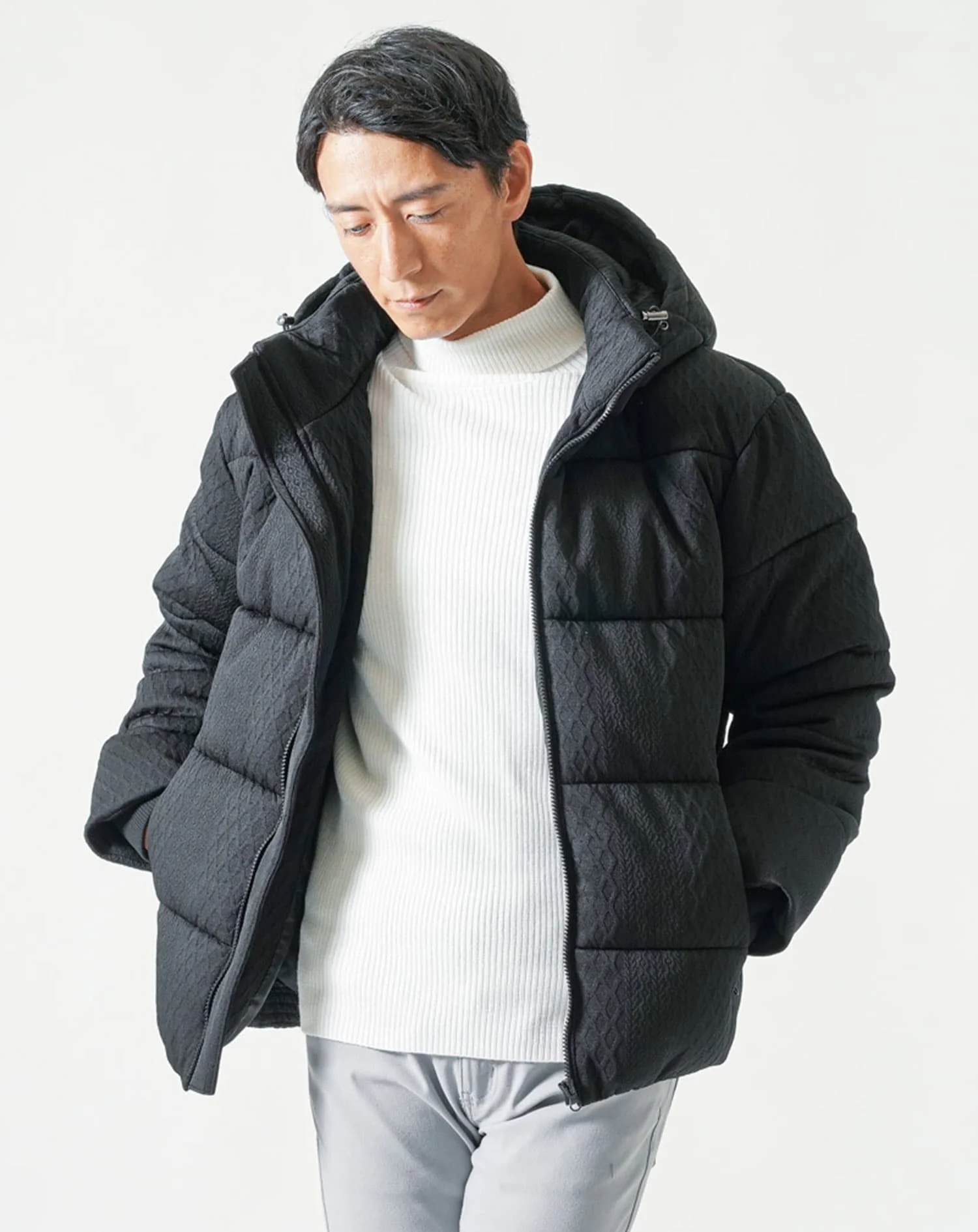 カットジャガード中綿ファイバーダウンジャケット - Image 18