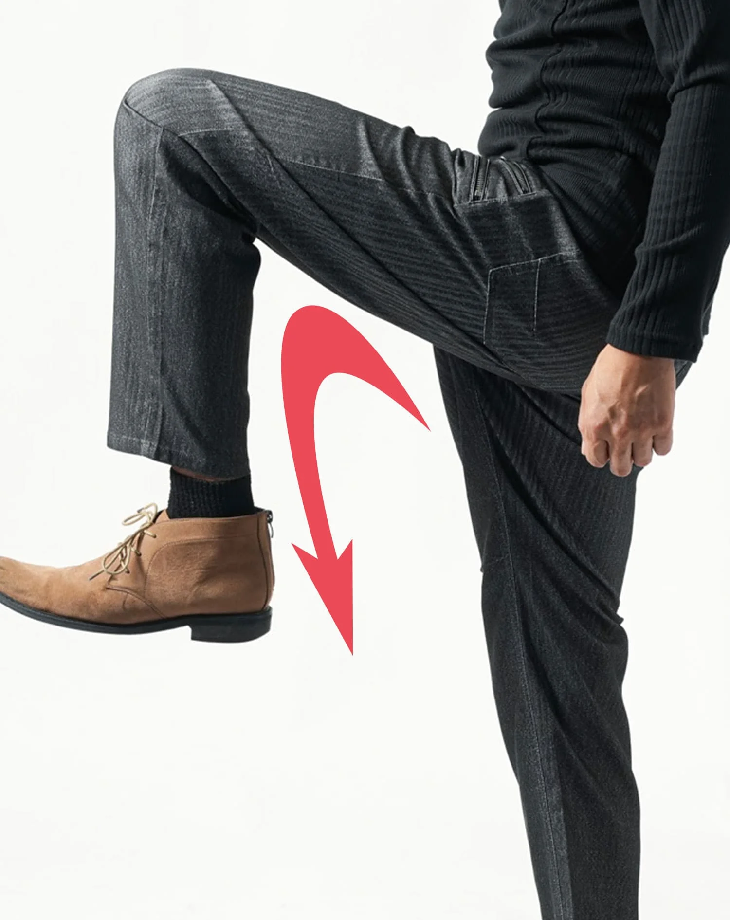 ヘリンボーンストレッチダブルジップテーパードチノパンツ - Image 14