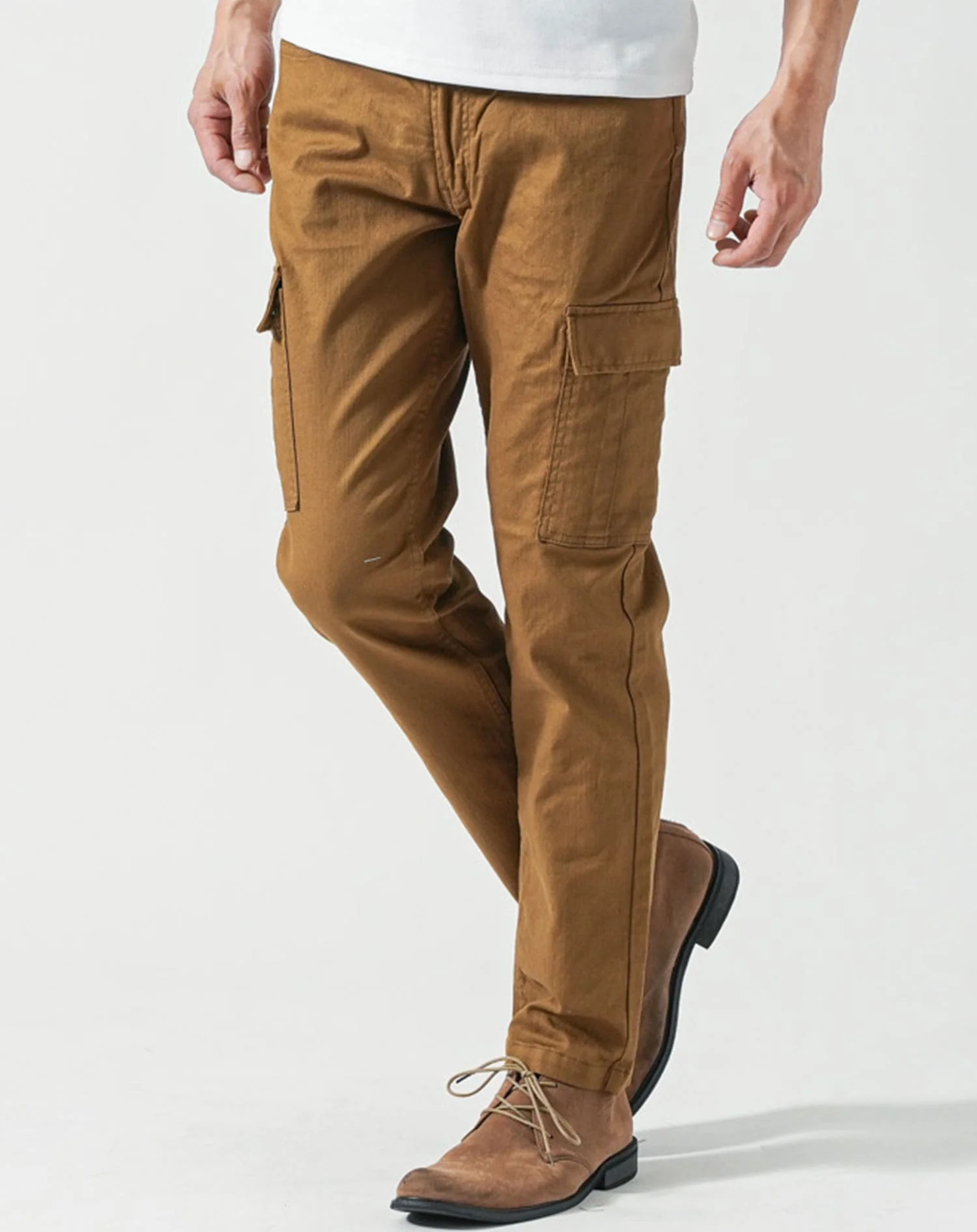 日本製スリムテーパードストレッチチノカーゴパンツ - Image 4